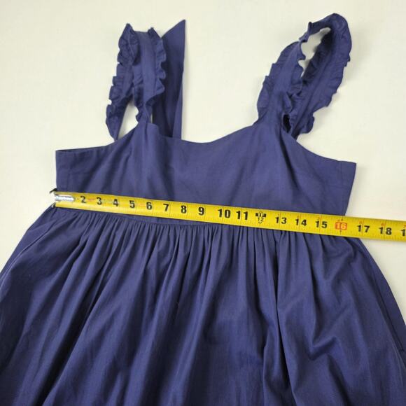 Free People Dress Womens Small Navy Maxi Ruffle Strap Tie Back Pockets OB1134716 - Picture 8 of 16